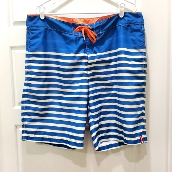 Tommy Bahama Other - TOMMY BAHAMA BLUE WHITE STRIPE BOARD SHORTS SWIMWEAR MESH POCKETS MEN SIZE 38